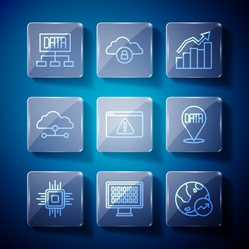 Set line processor cpu binary code financial vector image