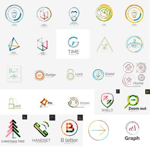 set of branding company logo elements vector