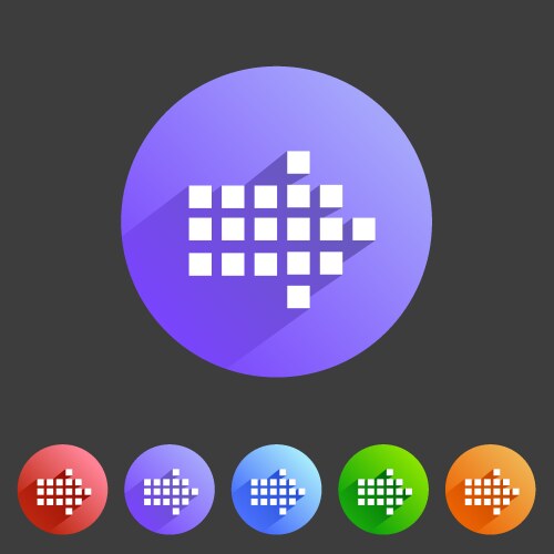 Dotted icon left orthogonally curved arrow Vector Image
