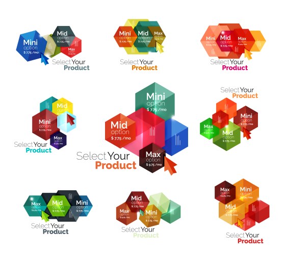 Set of hexagon navigation option diagrams vector image