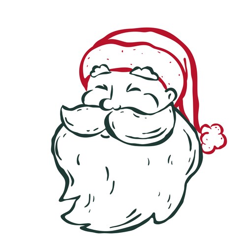 Smiling Santa Head in Hat Vector Image