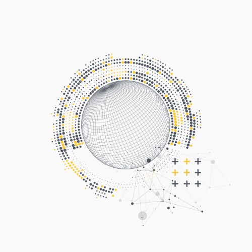 Abstract sphere background with plexus effect 3d vector image