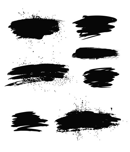 Set of black paint ink brush strokes brushes Vector Image