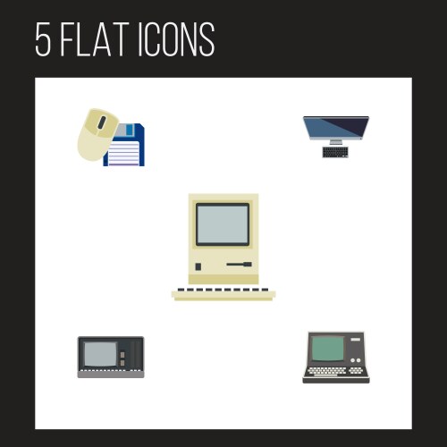 Flat icon computer set of mouse vector image