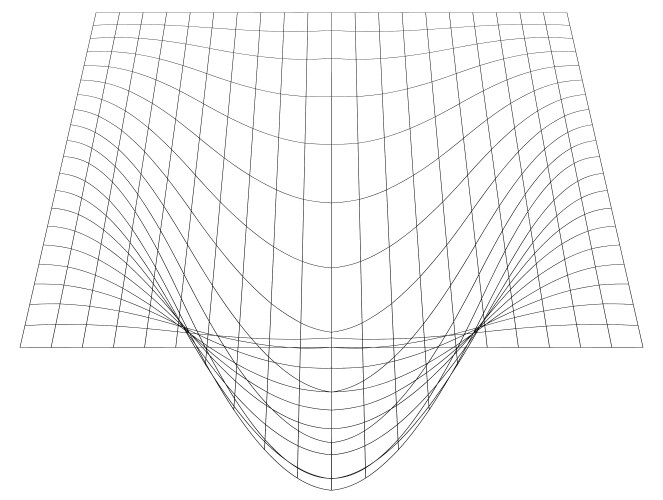 Bent grid in perspective 3d mesh with convex vector image