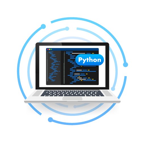 Laptop displaying python code on screen vector image
