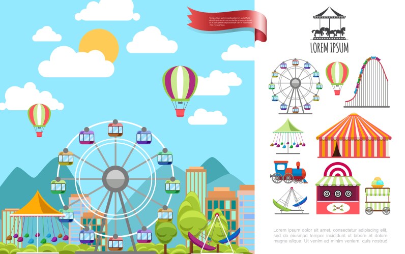 Colorful amusement park template Royalty Free Vector Image