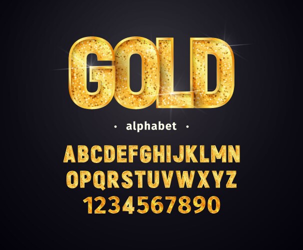 golden alphabet set of gold letters vector image