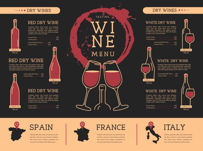 Restaurant wine menu design vector image