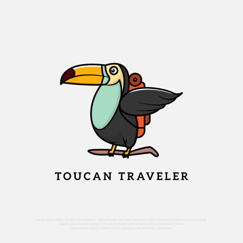 Toucan traveler logo design the creative concept vector image