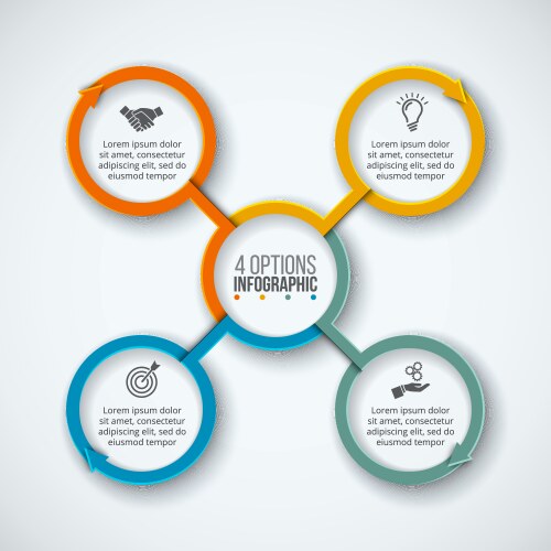 Infographic design template with 4 connected Vector Image