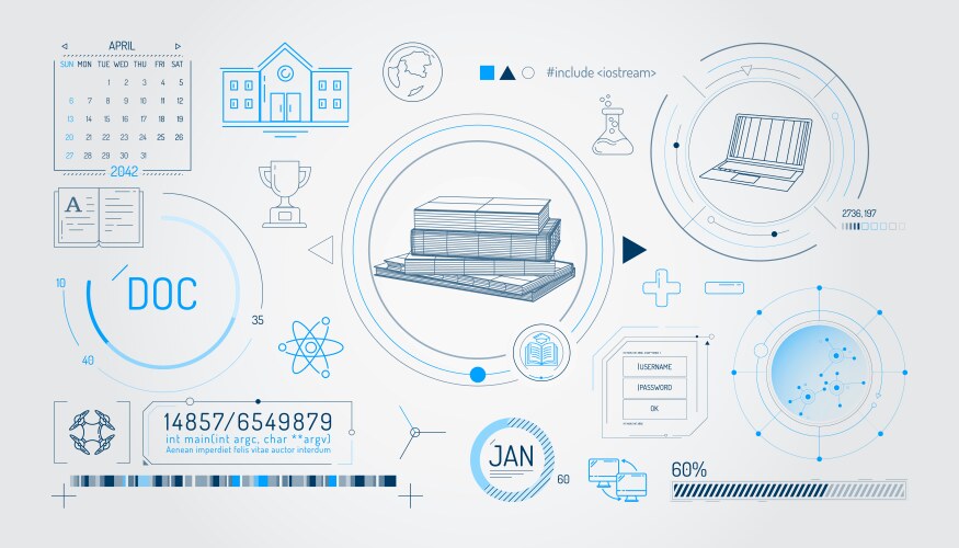 set of infographic elements about education vector image