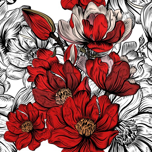 Magnolia Floral Seamless Pattern Vector Image