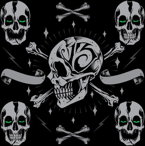 Old School Skulls & Ribbons Vector Image