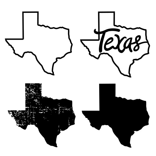 Texas map maps black vector image