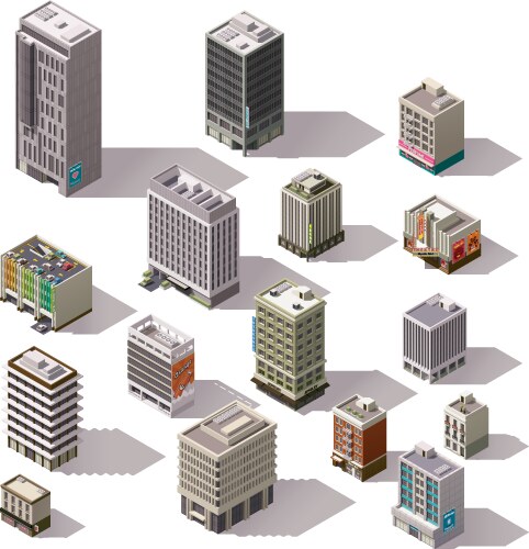 Isometric office equipment set Royalty Free Vector Image