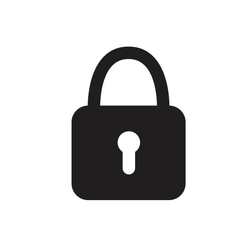 Silver lock icon isolated on black background Vector Image