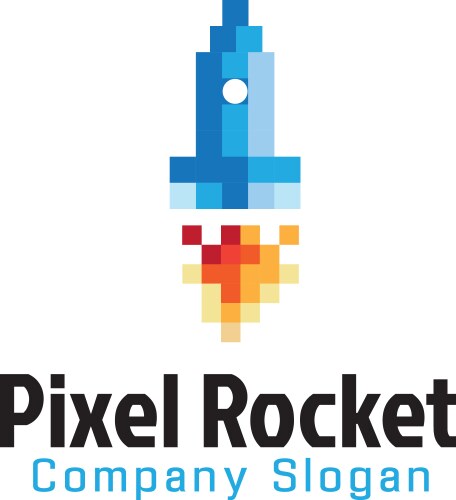 pixel rocket design vector image