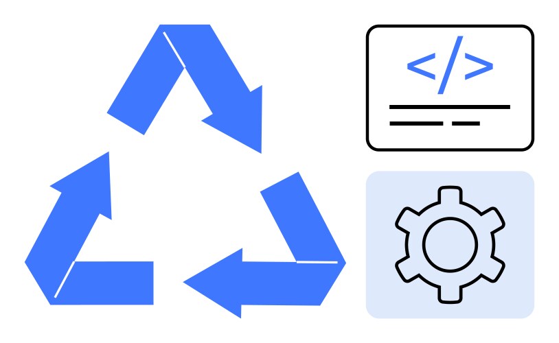 Circular process with code snippet and gear vector image