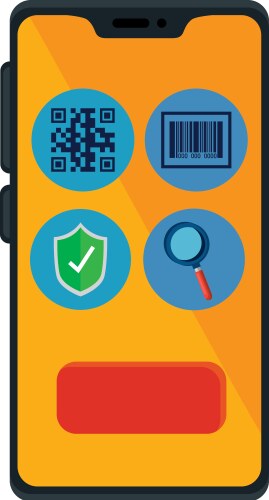 Qr code inside smartphone and icons design vector image