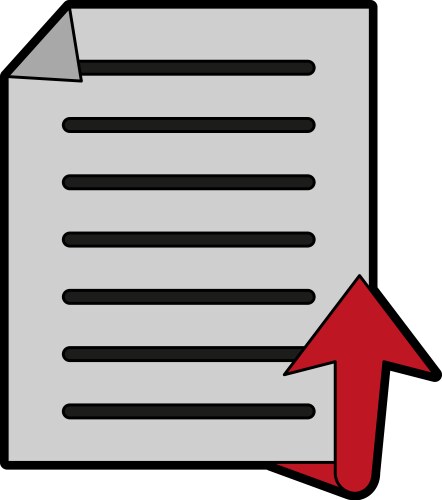 Upward arrow with file or text document icon image vector image