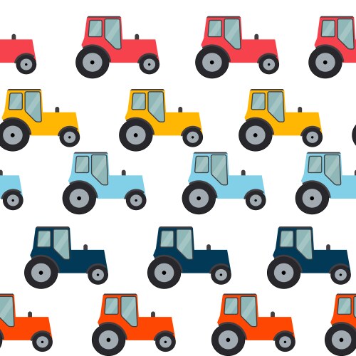 Ftat tractor seamless pattern background vector image