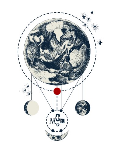 Sacred Geometry Earth Moon Vector Image