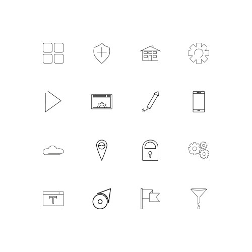 Web and text simple linear icons set outlined vektorbild