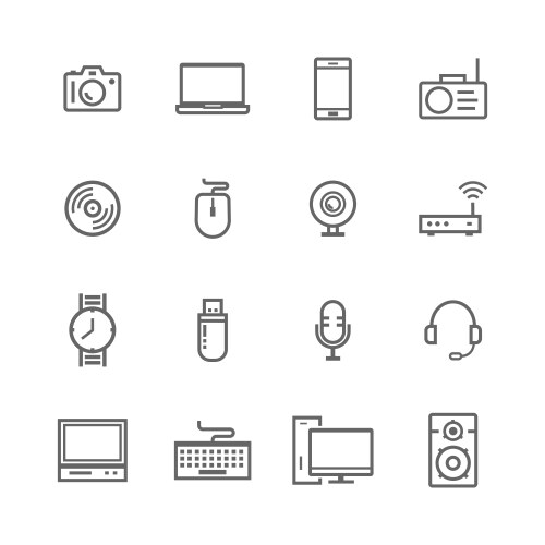 Simple set symbols computer hardware Royalty Free Vector
