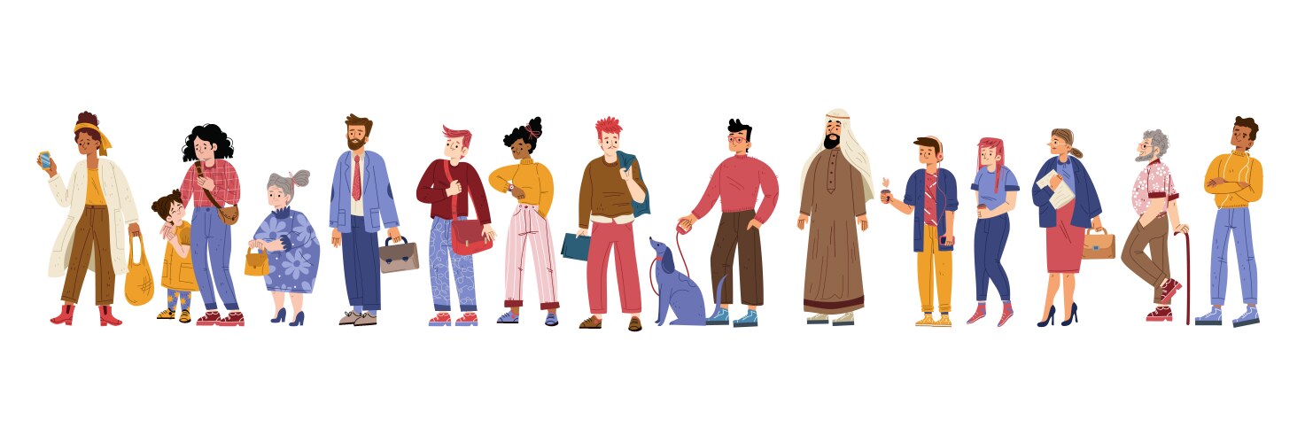 People queue waiting line Royalty Free Vector Image