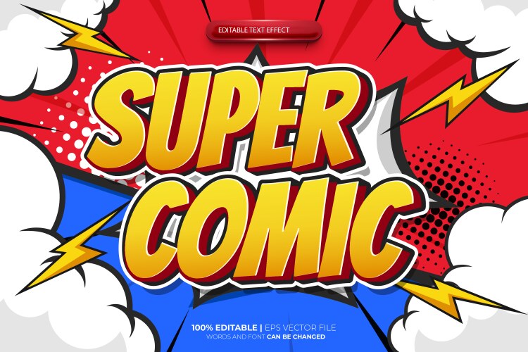 Retro vintage comic cartoon hero text effect Vector Image