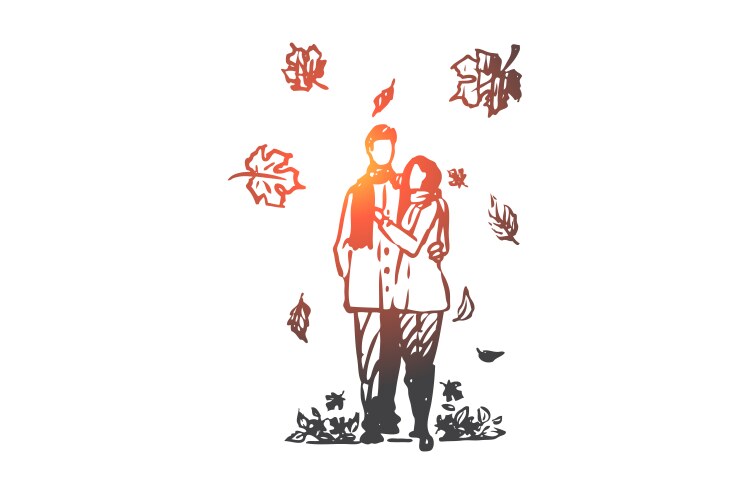 Autumn couple love fall romantic concept hand Vector Image