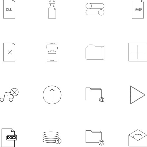 Files and folders sign simple linear icons set vector image