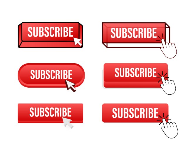 Subscribe button with pointer clicking vector image