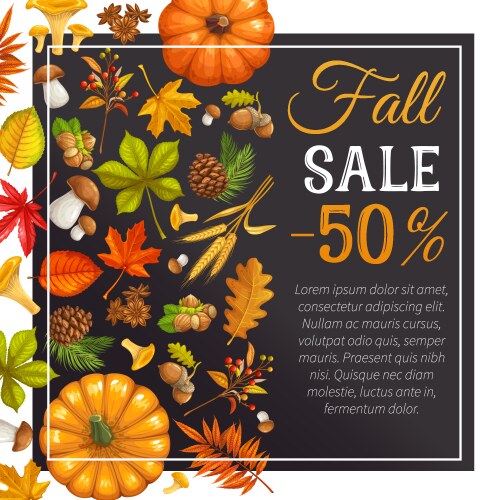 Autumn Fall Sale Banner - Maple Leaves Vector Image