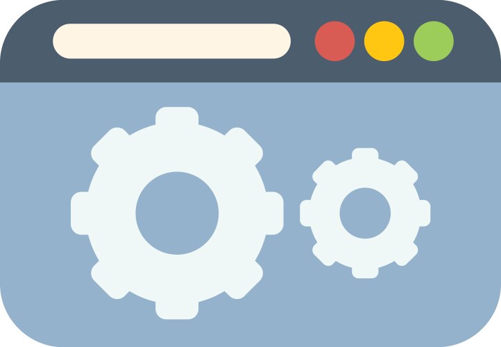 Browser window displaying website under vector image