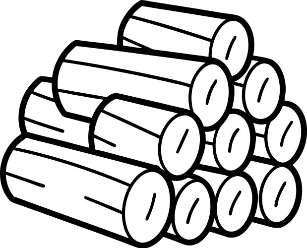 Stack of firewood line art Vector Image
