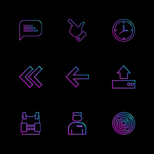Message like compass left rewind upload bag vector image