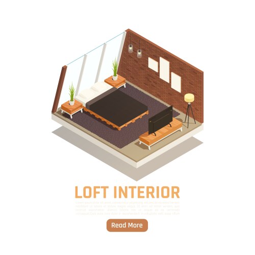 Modern bedroom interior realistic top view Vector Image