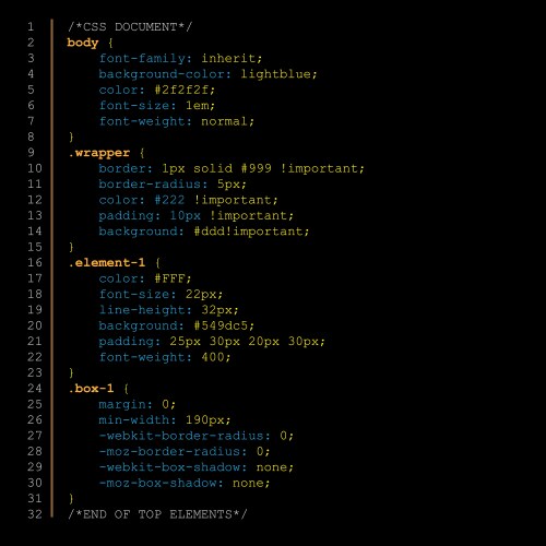 Simple website css code with colourful tags vector image