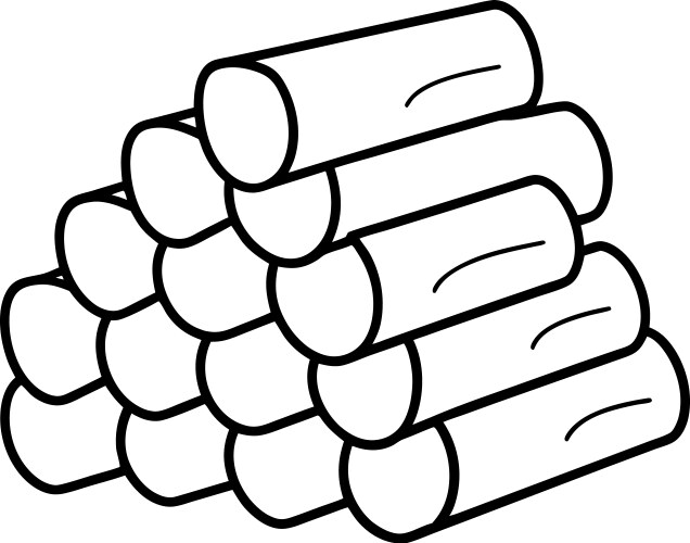 Stacked firewood line art Vector Image