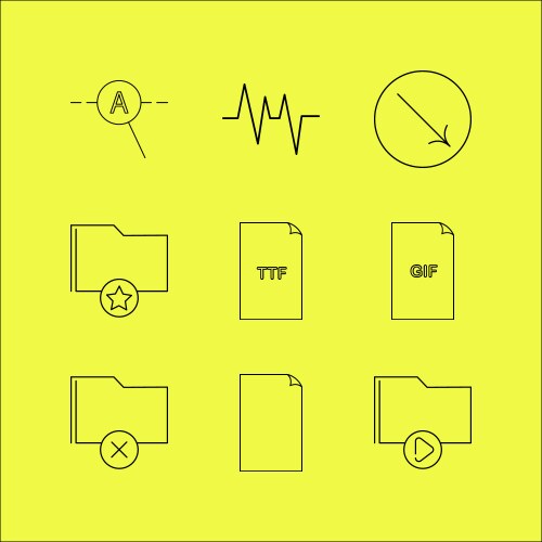Files and folders linear icon set simple outline vector image