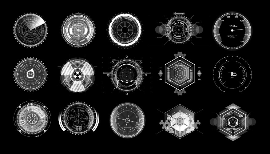 Sci Fi Display Circular Elements Hud Futuristic Vector Image