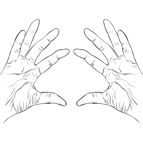 Ink sketch two hands holding something Vector Image