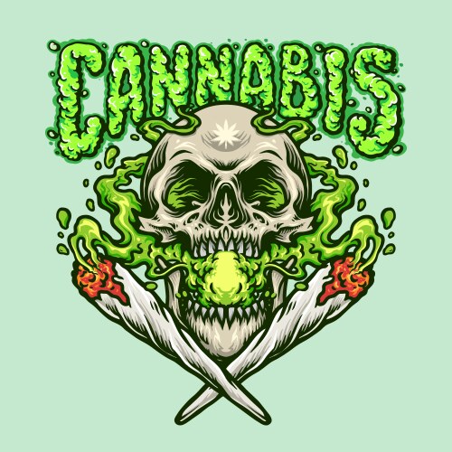 Skull with Cannabis Joint Vector Image