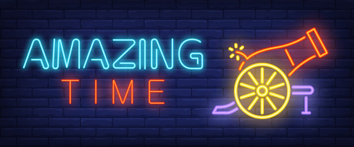 Amazing time neon style banner vector image