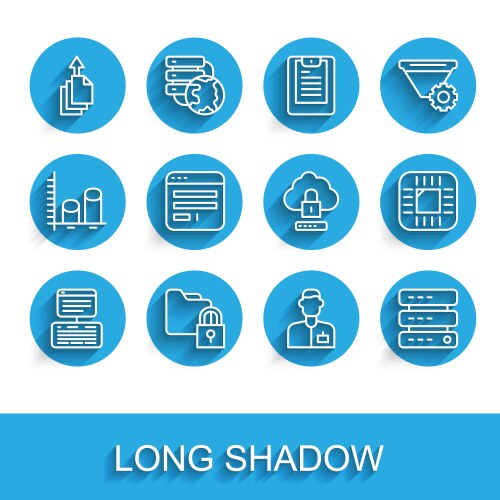 Set line server data web hosting folder vector image
