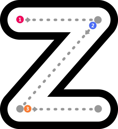 tracing alphabet letter z lowercase prewriting vector image