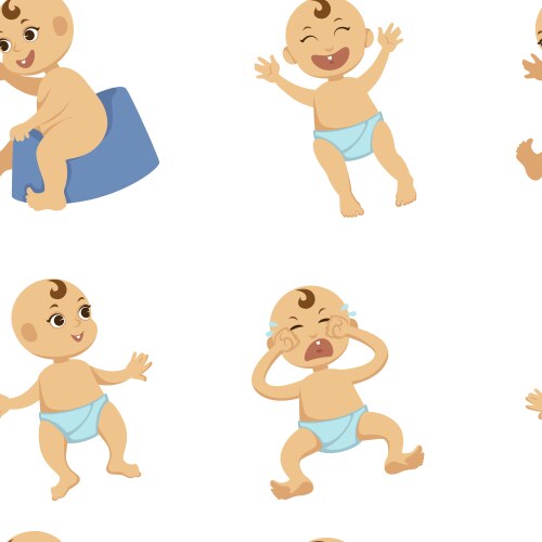 Baby toddler flat character seamless vector image