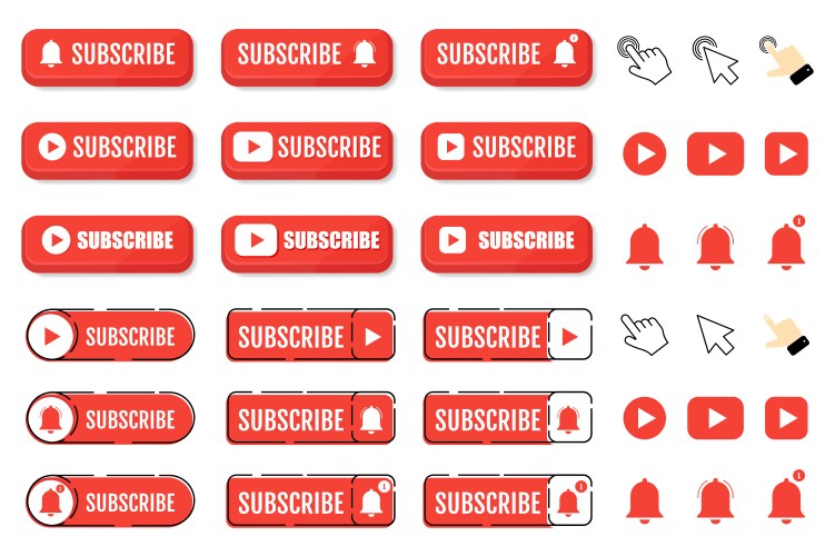 Red Subscribe Button with Cursor vector image